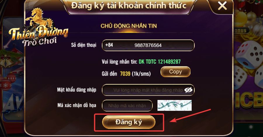 Hoàn tất bằng cách nhấn vào Đăng ký